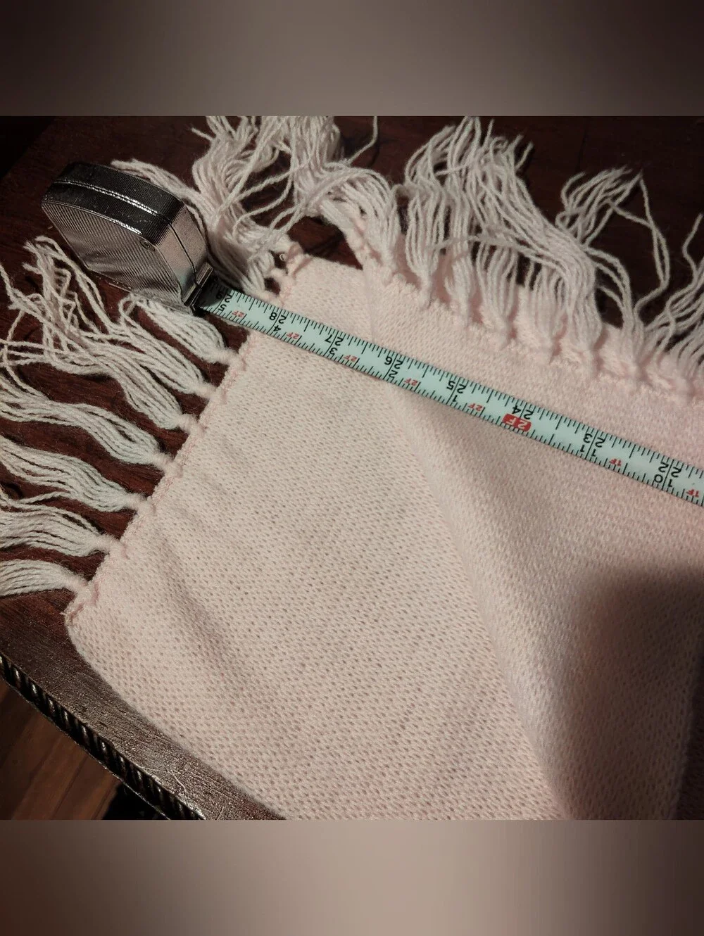 Light Pink Knit Fringe Scarf - Soft Everyday Wrap